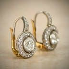 Boucles d'Oreilles Vintage en Cristal Or et Argent