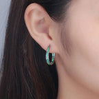 Boucles d'Oreilles en Aro Circulaire en Opale de Feu Bleu Chic