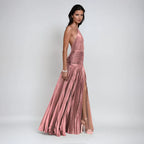 Emma | Robe Halter Ouverte dans le Dos Métallique