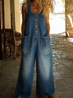 Valentina - Salopette en denim de coton lavé vintage