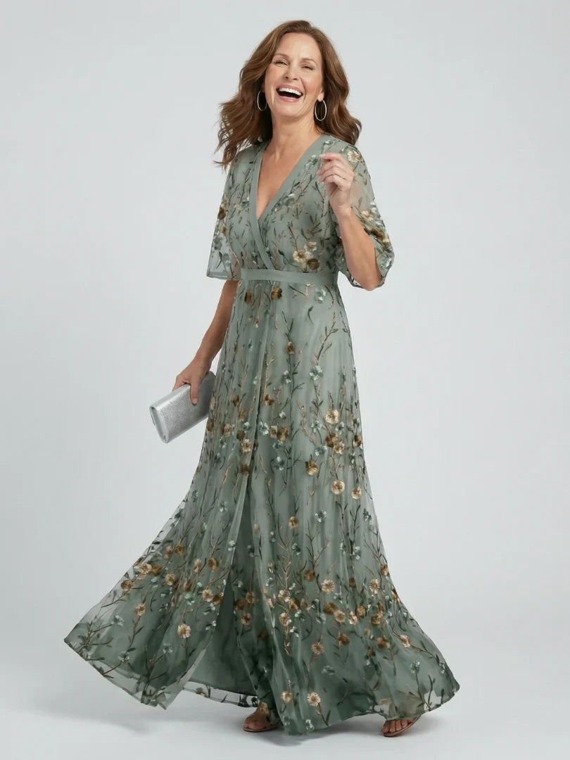 Selora | Robe Maxi à Fleurs avec Col Halter