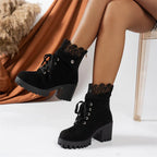 Tania - Bottines avec dentelle et talon épais